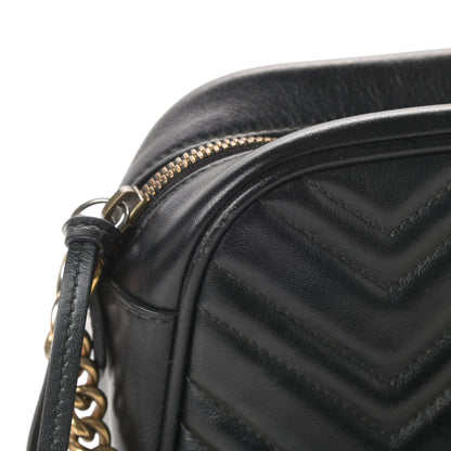 Gucci Calfskin Matelasse Small GG Marmont Chain Shoulder Bag Black 18 of 19