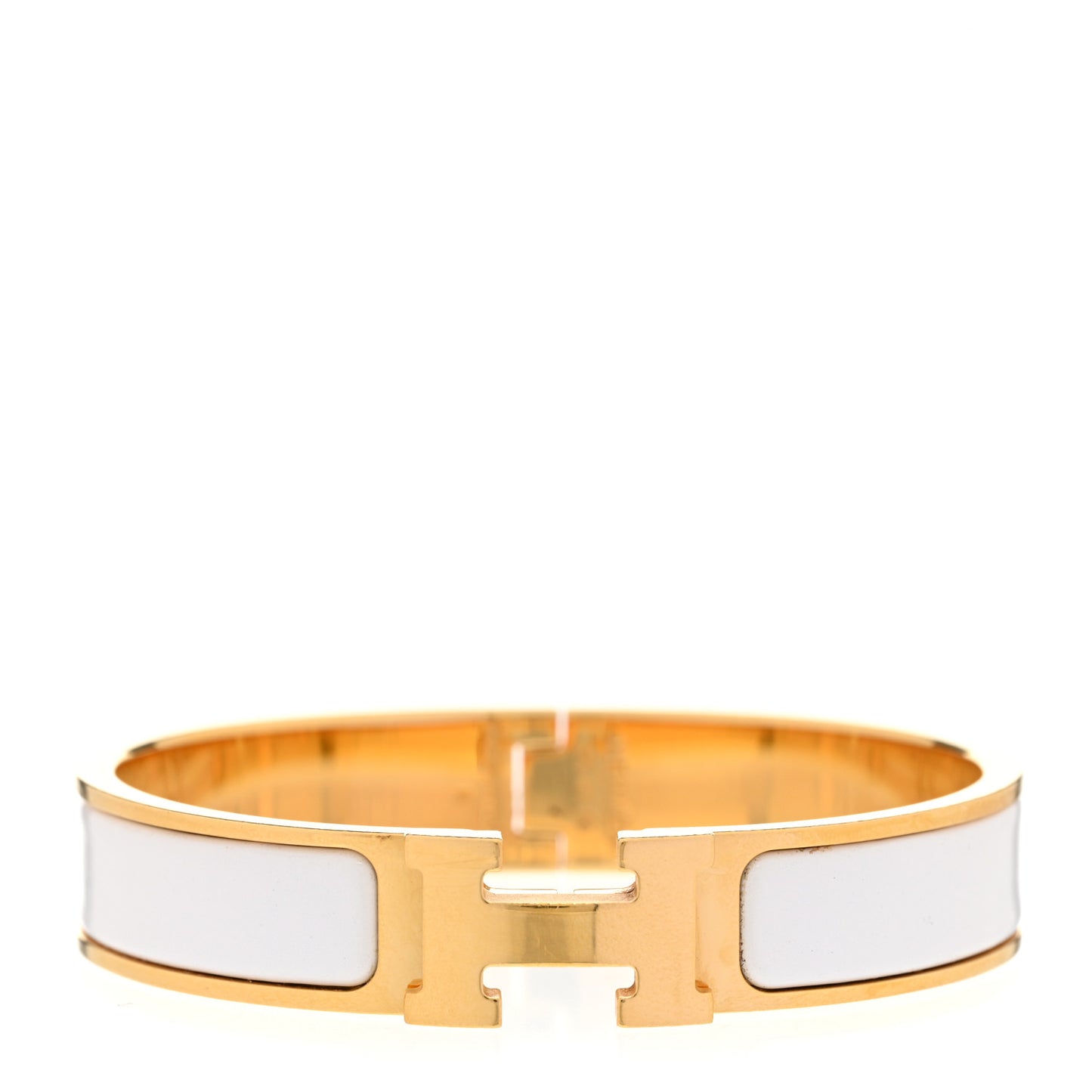 Enamel Narrow Clic Clac H Bracelet PM White