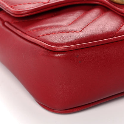 Gucci Calfskin Matelasse Super Mini GG Marmont Shoulder Bag Hibiscus Red 10 of 15