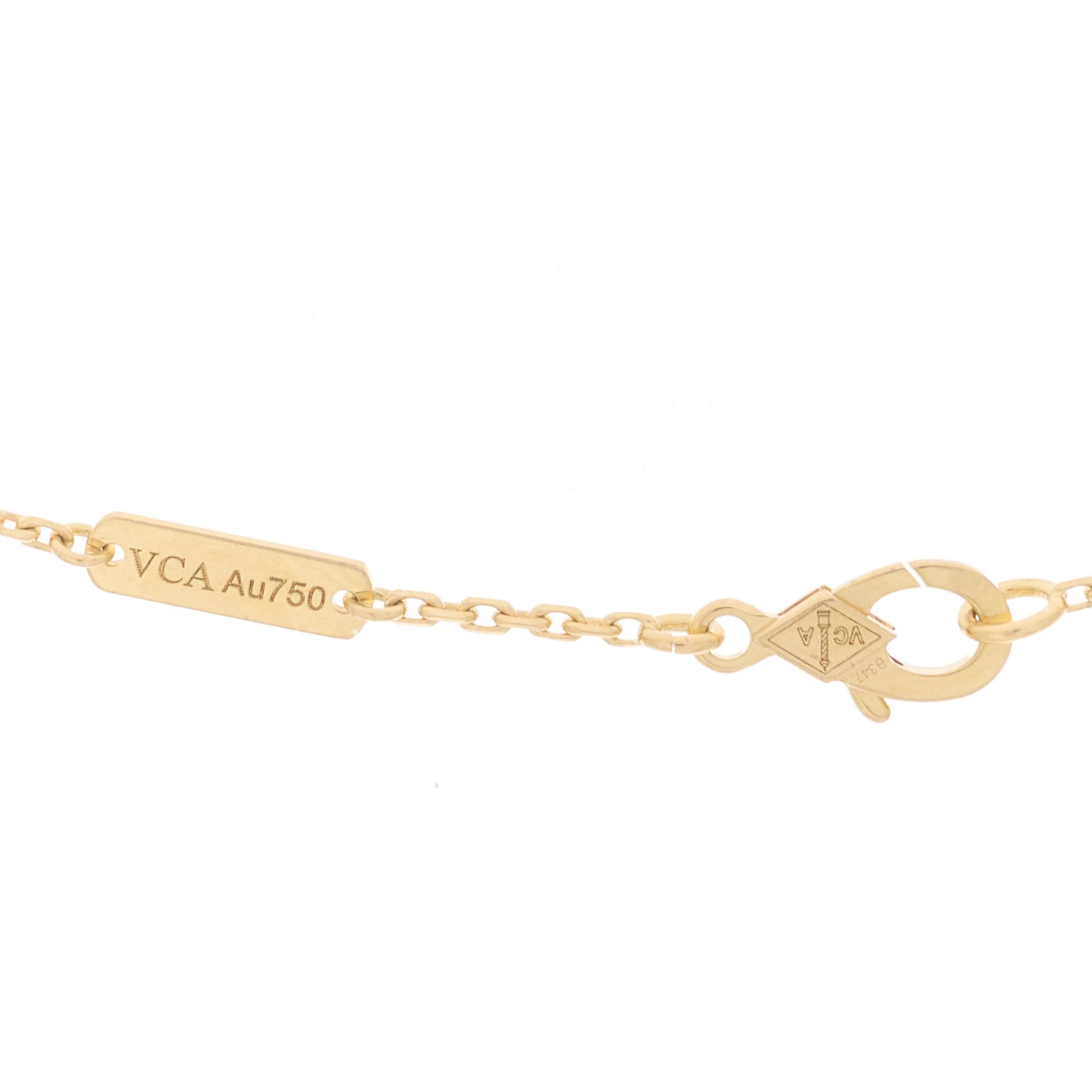 18K Yellow Gold Mother of Pearl Vintage Alhambra Pendant Necklace