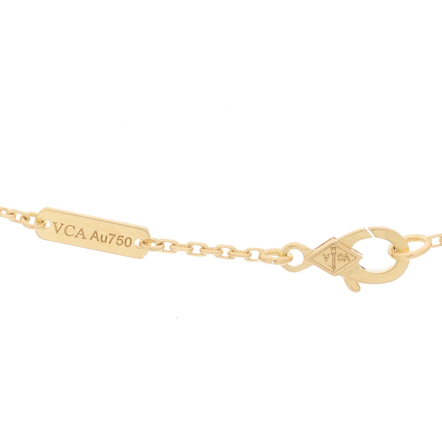 Van Cleef & Arpels 18K Yellow Gold Mother of Pearl Vintage Alhambra Pendant Necklace 4 of 7