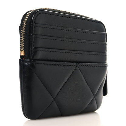 Chanel Lambskin Quilted Chanel 19 Zip Card Holder Wallet Black 3 of 8