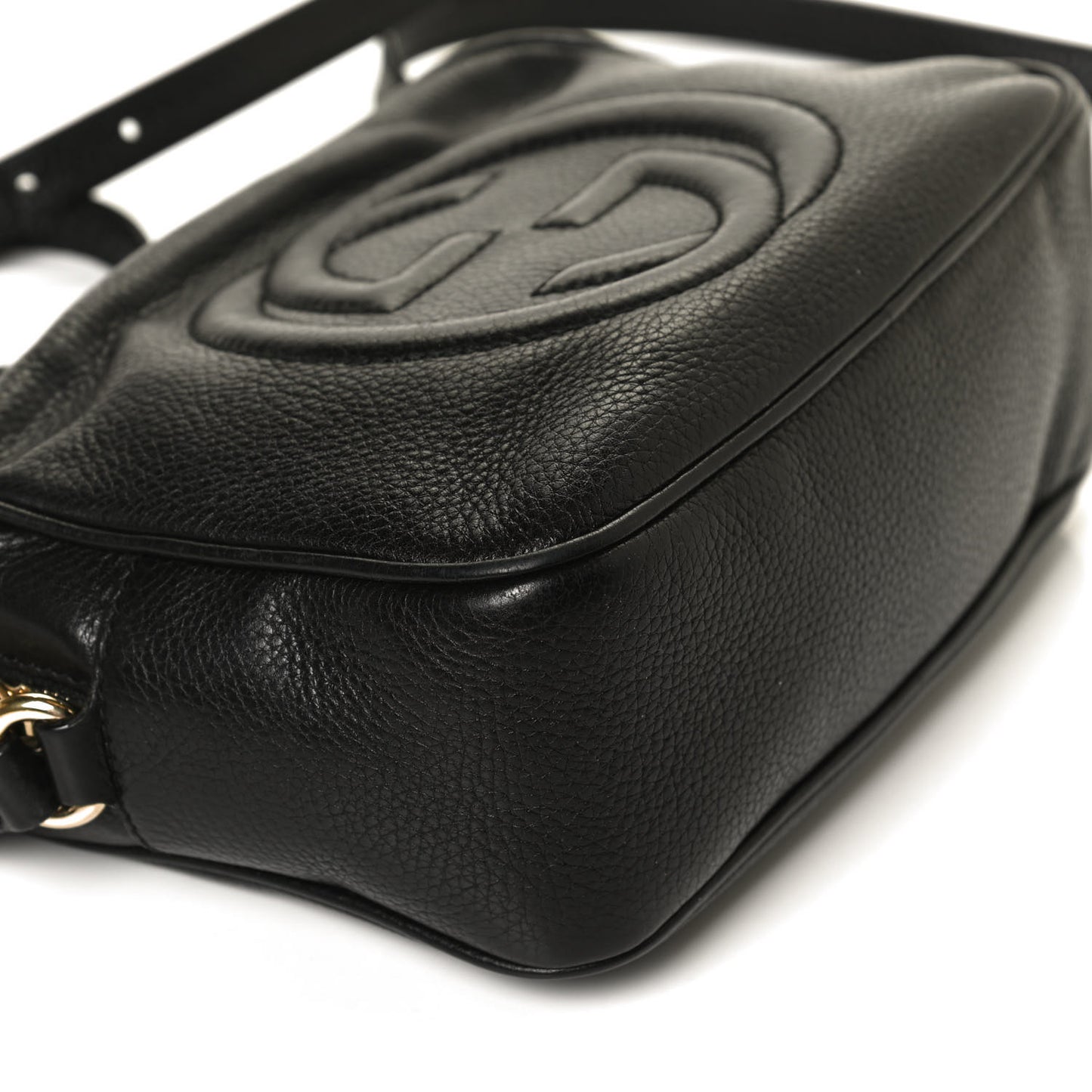 Pebbled Calfskin Small Soho Disco Bag Black