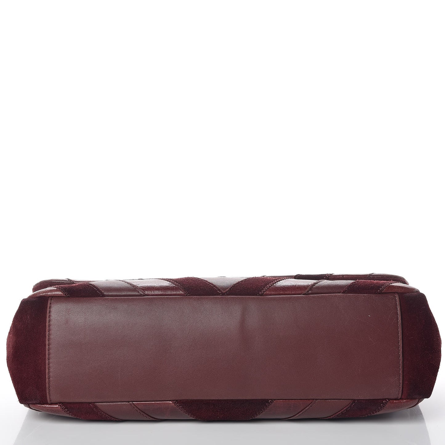 Suede Lambskin Glazed Calfskin Large Lady Vintage Chevron Flap Burgundy