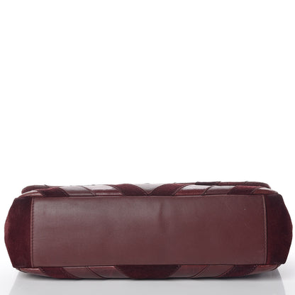 Chanel Suede Lambskin Glazed Calfskin Large Lady Vintage Chevron Flap Burgundy 14 of 14