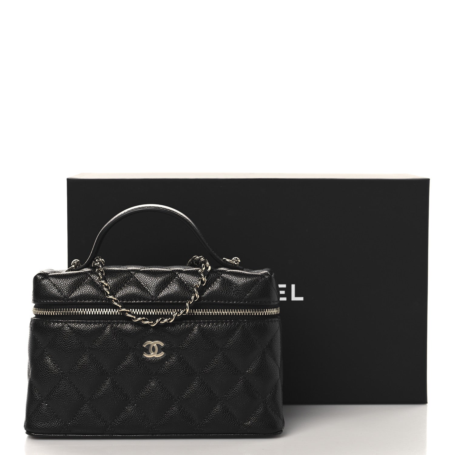 Chanel Caviar Quilted Top Handle Slim Vanity With Chain Black 11 of 11