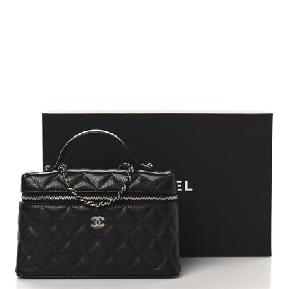 Chanel Caviar Quilted Top Handle Slim Vanity With Chain Black 11 of 11