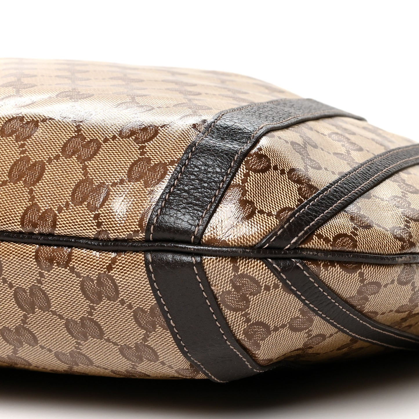 Crystal Monogram Medium Abbey Convertible Tote Dark Brown