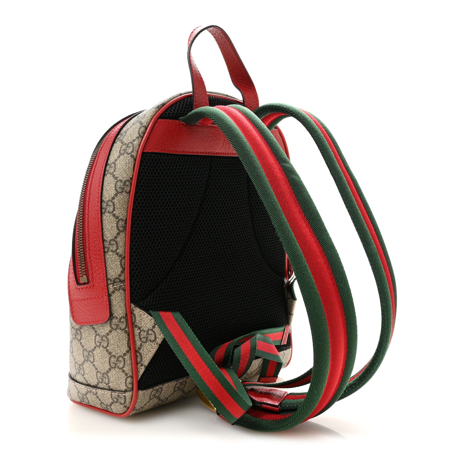Gucci GG Supreme Monogram Web Bosco Patch Dome Backpack Beige Malva Hibiscus Red 3 of 10