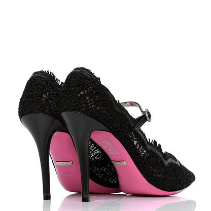 Gucci Lace Pizzo Venice Pumps 37.5 Black 3 of 5