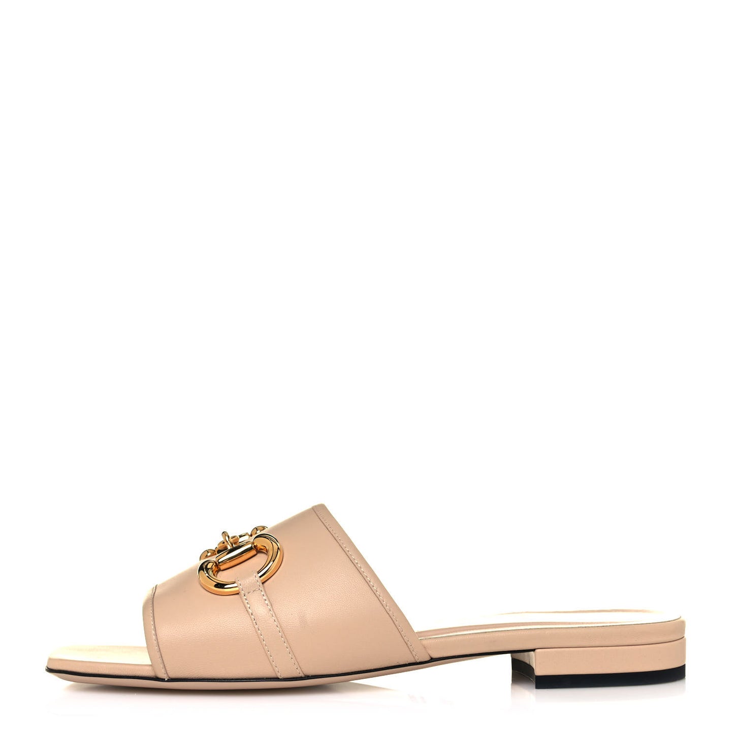 Nappa Horsebit Flat Slide Sandals 38.5 Skin Rose