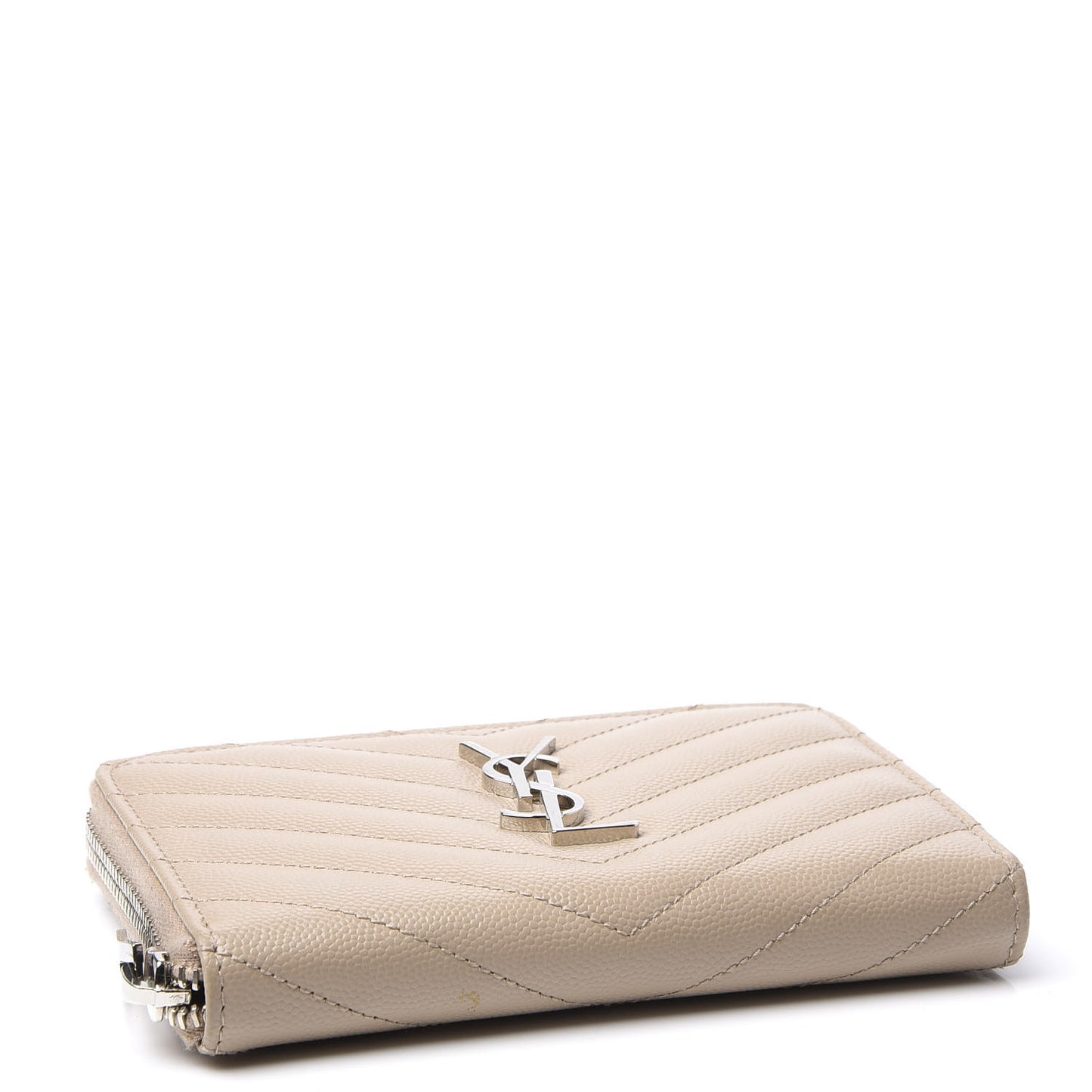 Grain De Poudre Matelasse Chevron Monogram Zip Around Wallet Beige