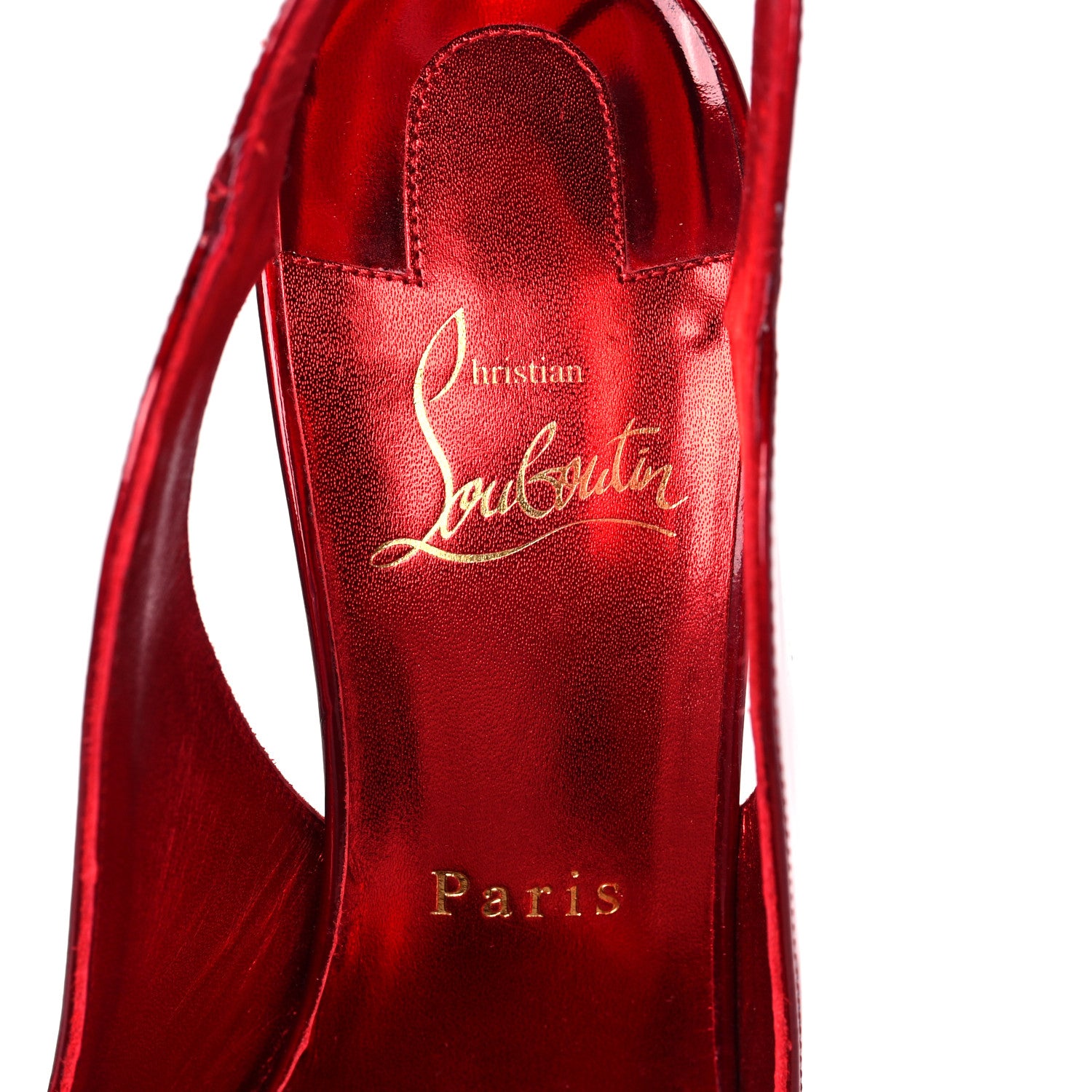 Christian Louboutin Metallic Calfskin Hot Chick Slingback 100 Pumps 39 Red 7 of 8