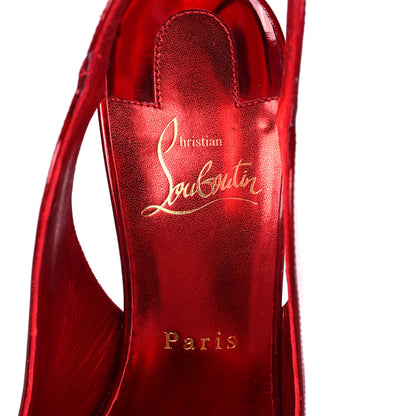 Christian Louboutin Metallic Calfskin Hot Chick Slingback 100 Pumps 39 Red 7 of 8