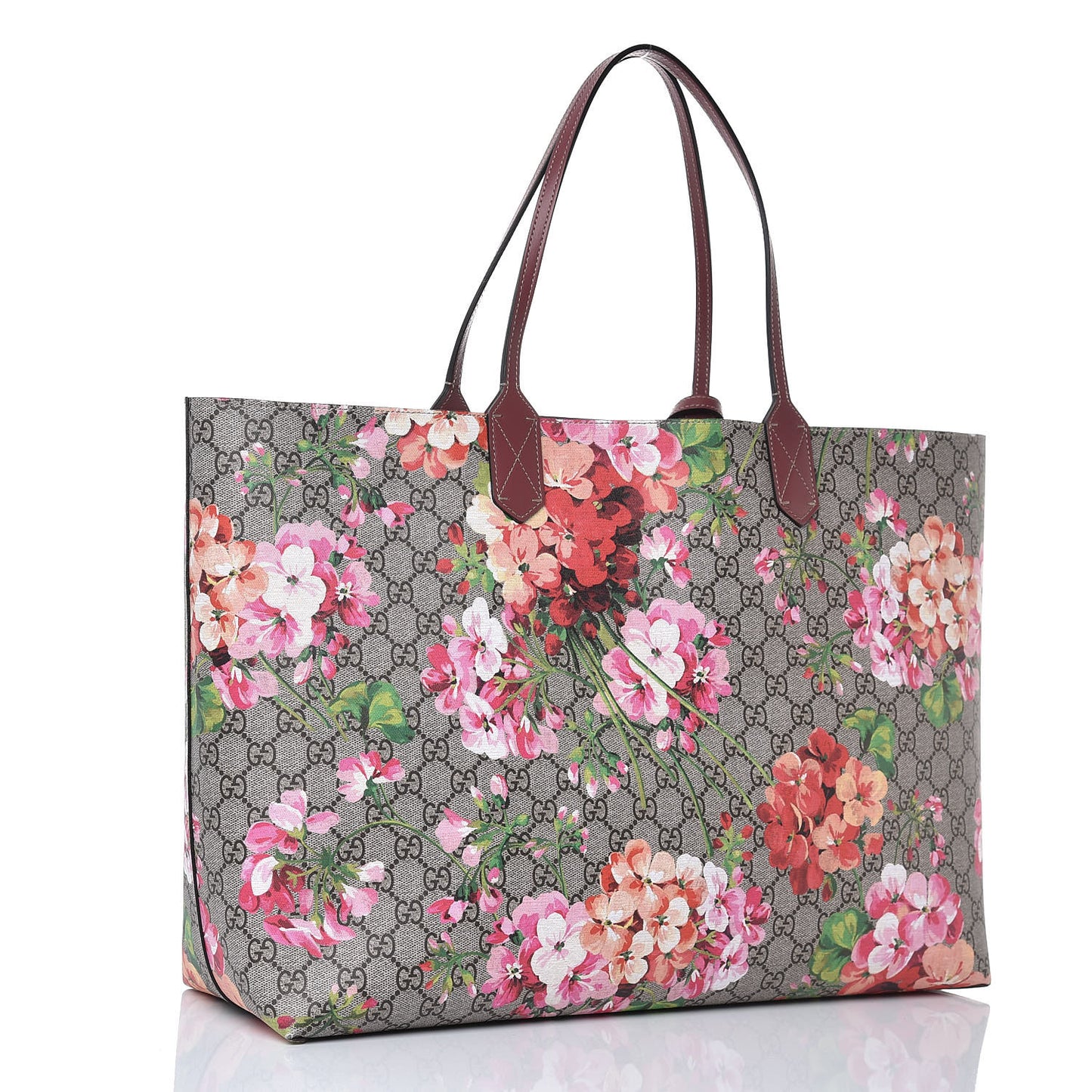 GG Supreme Monogram Blooms Large Reversible Tote Beige Multicolor Dry Rose