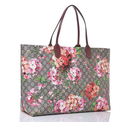 Gucci GG Supreme Monogram Blooms Large Reversible Tote Beige Multicolor Dry Rose 4 of 17