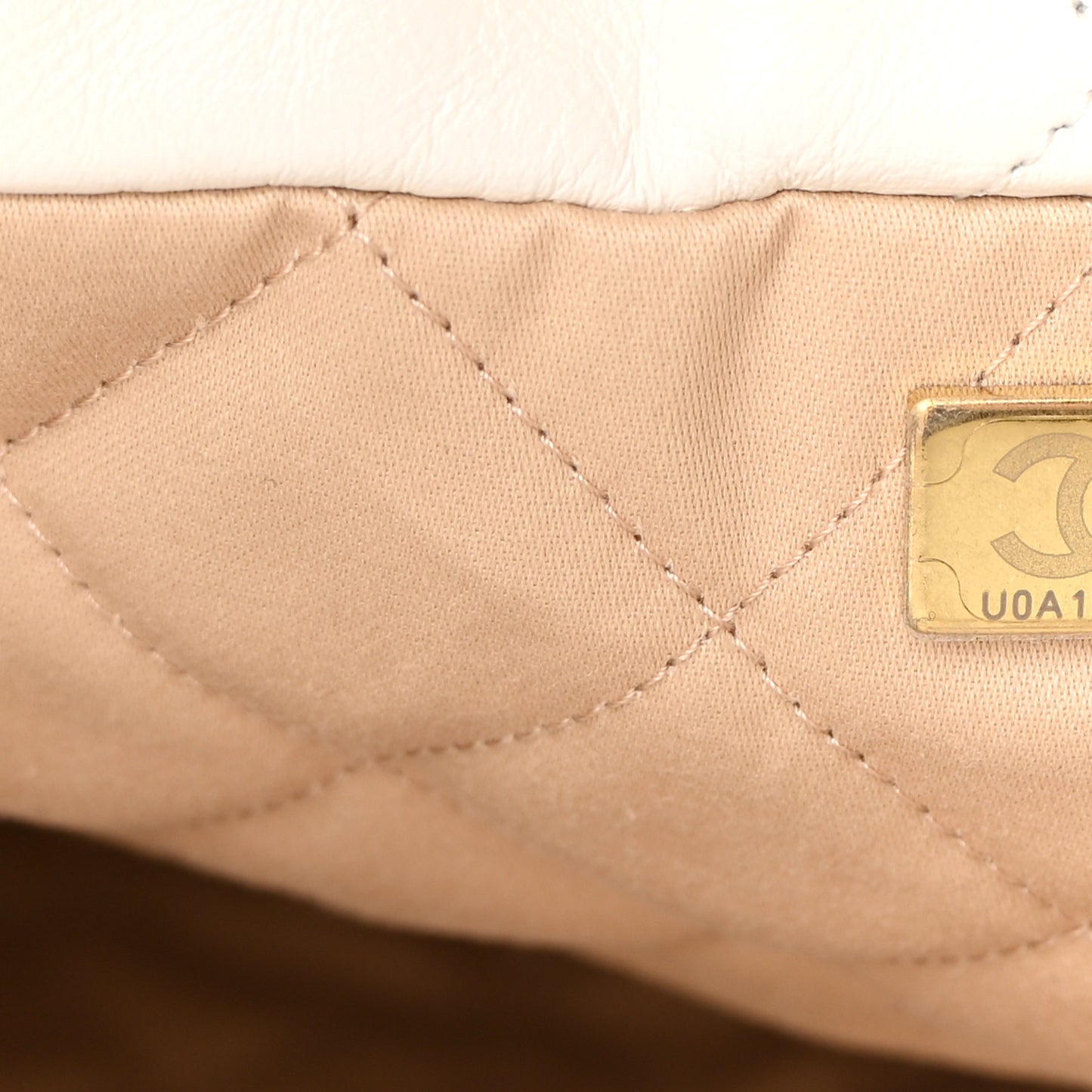 Shiny Calfskin Quilted Chanel 22 White
