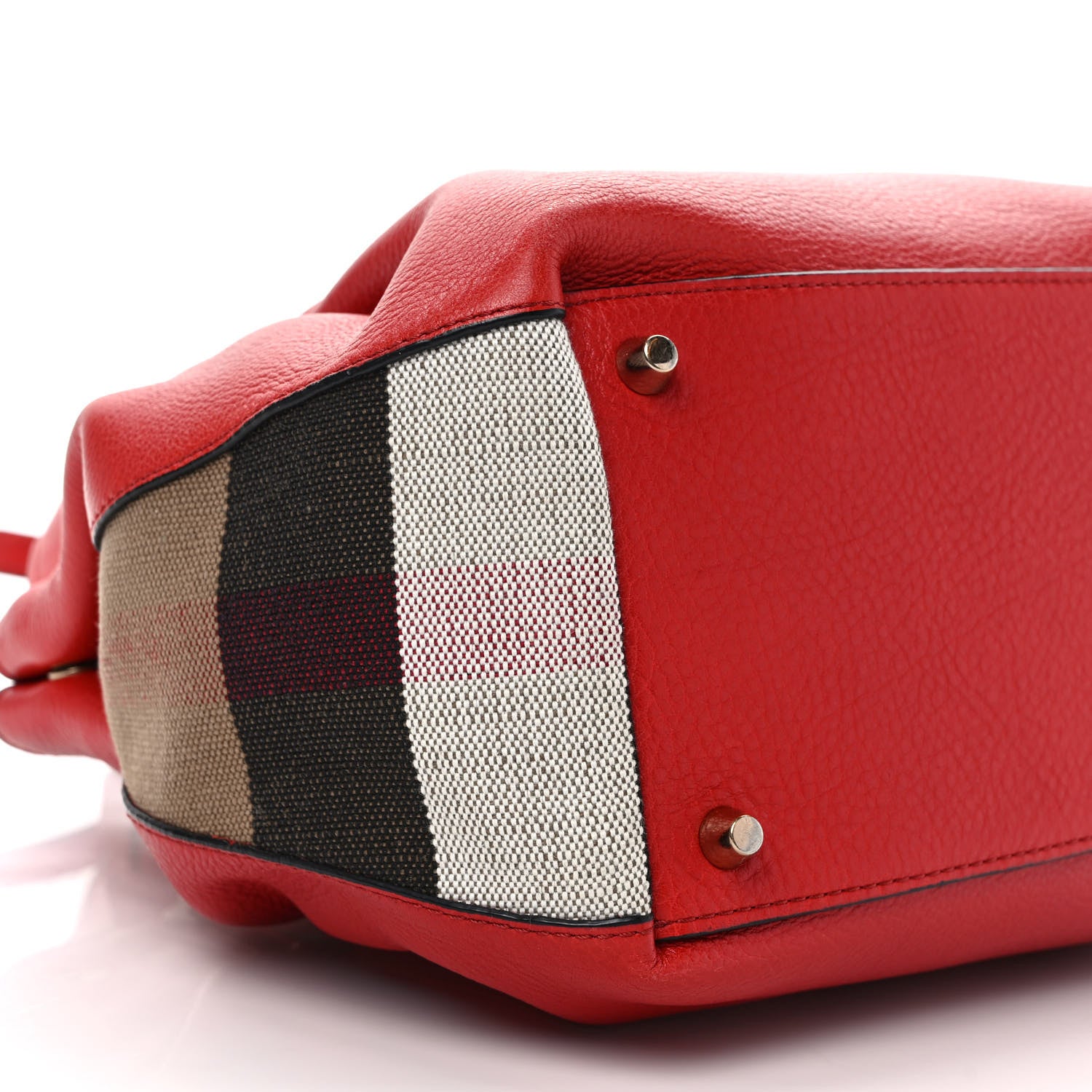 Burberry Grainy Calfskin House Check Small Maidstone Red 7 of 10