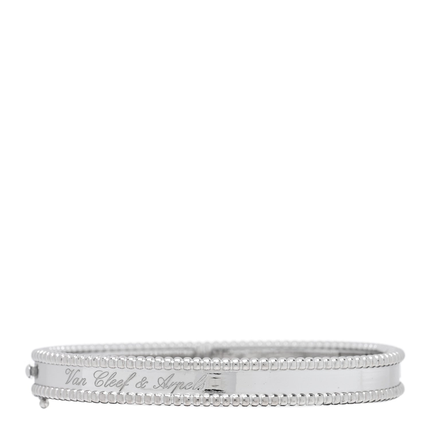Van Cleef & Arpels 18K White Gold Perlee Signature Bangle Bracelet M 2 of 3