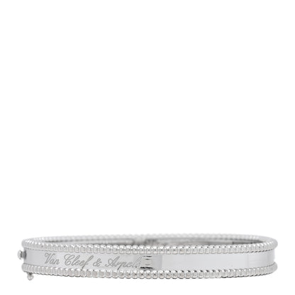 Van Cleef & Arpels 18K White Gold Perlee Signature Bangle Bracelet M 2 of 3