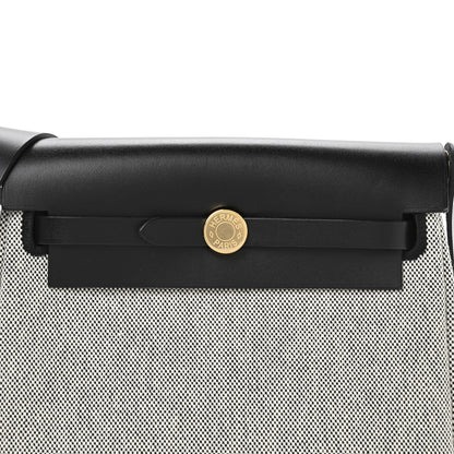 Hermes Military Toile Vache Hunter Herbag Zip Retourne 20 Ecru Black 8 of 10