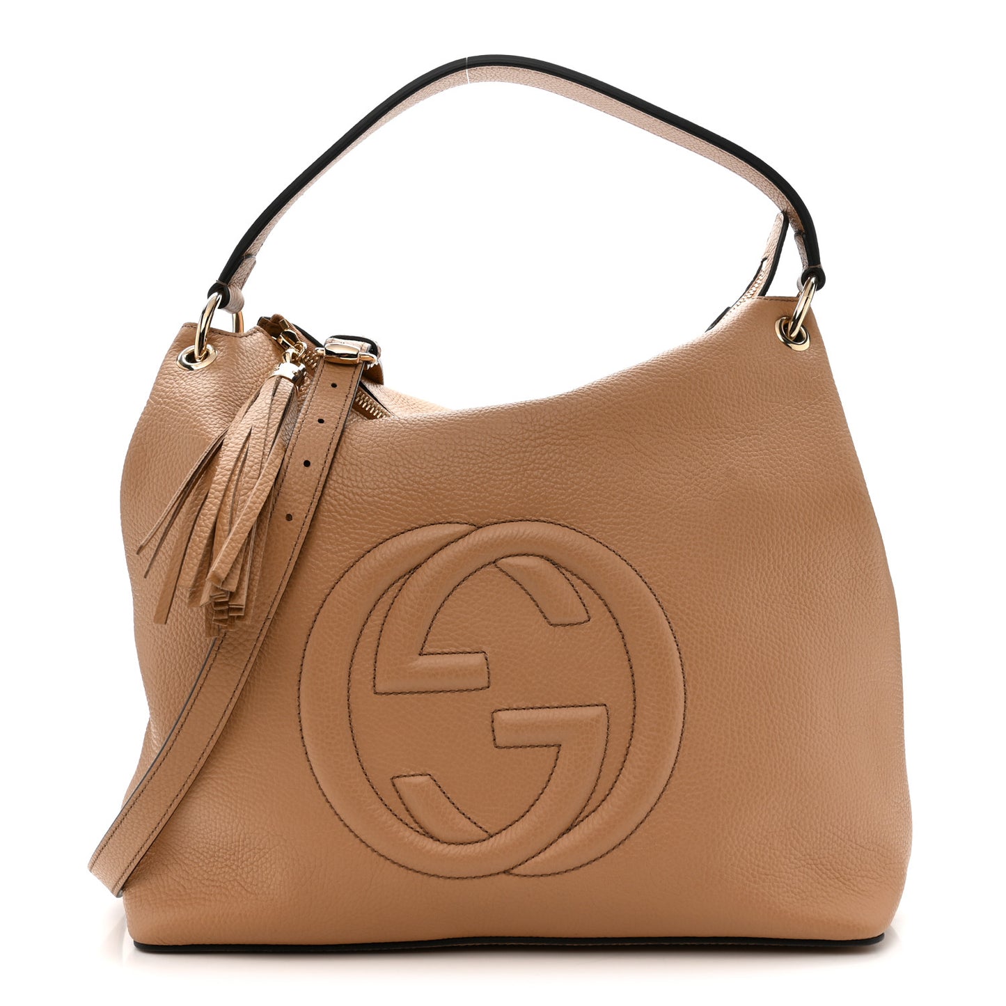 Pebbled Calfskin Large Soho Hobo Camelia
