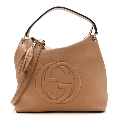 Gucci Pebbled Calfskin Large Soho Hobo Camelia 1 of 11