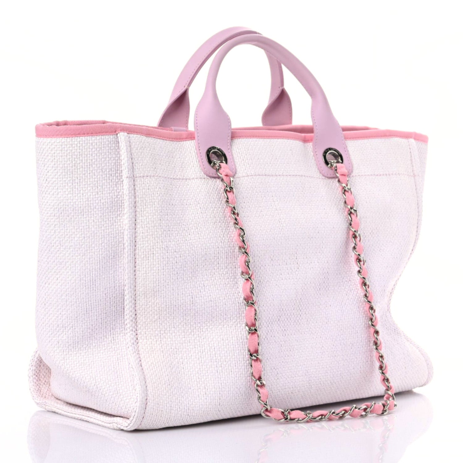 Chanel Woven Straw Raffia Medium Deauville Tote Pink 3 of 9