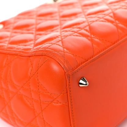 Christian Dior Lambskin Cannage Medium Lady Dior Orange 9 of 25