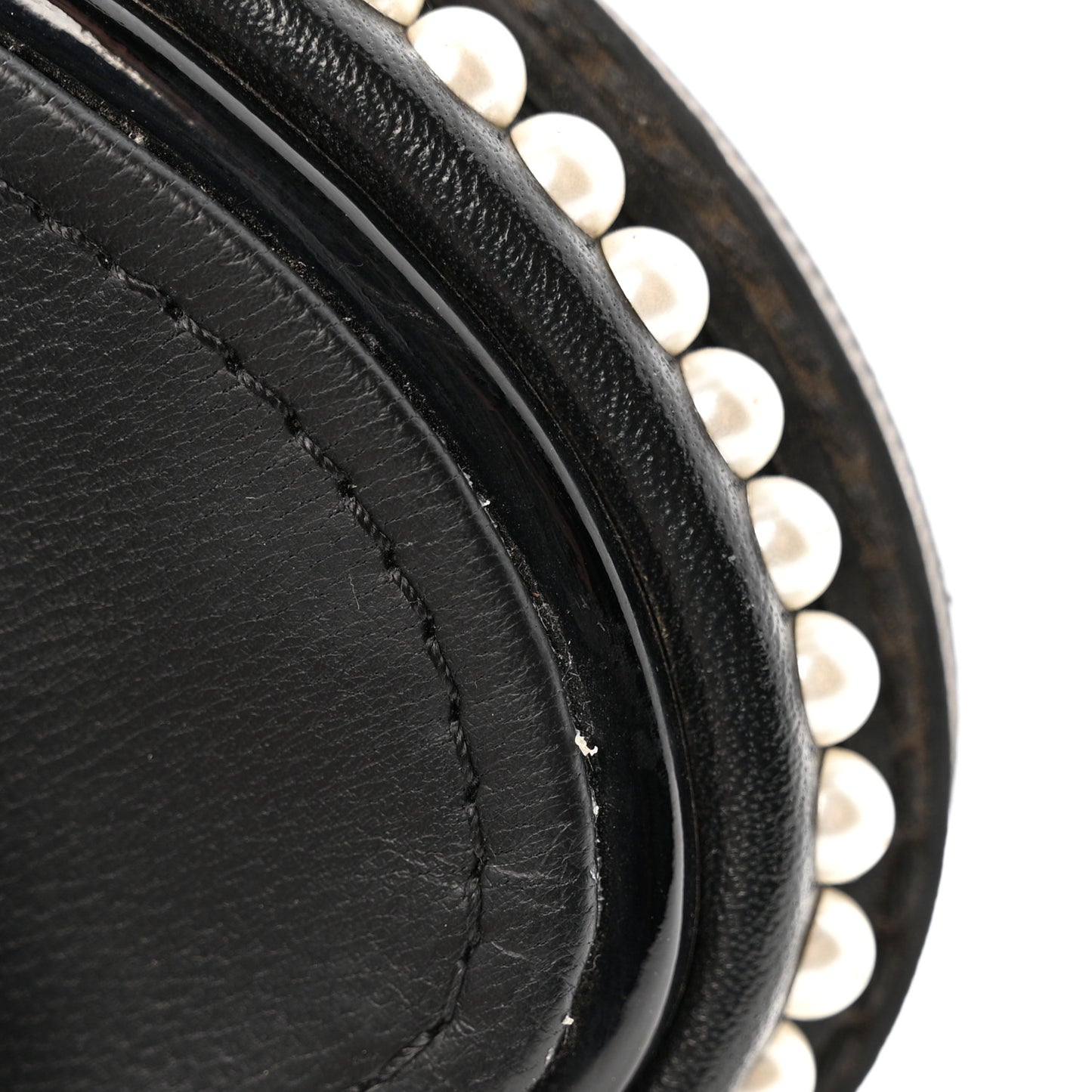 Patent Calfskin Pearl Platform Sandals 39 Black