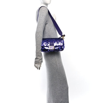 Fendi Sequin Paillettes Shiny Nappa Sex and the City Baguette Viola Purple Rain 2 of 10
