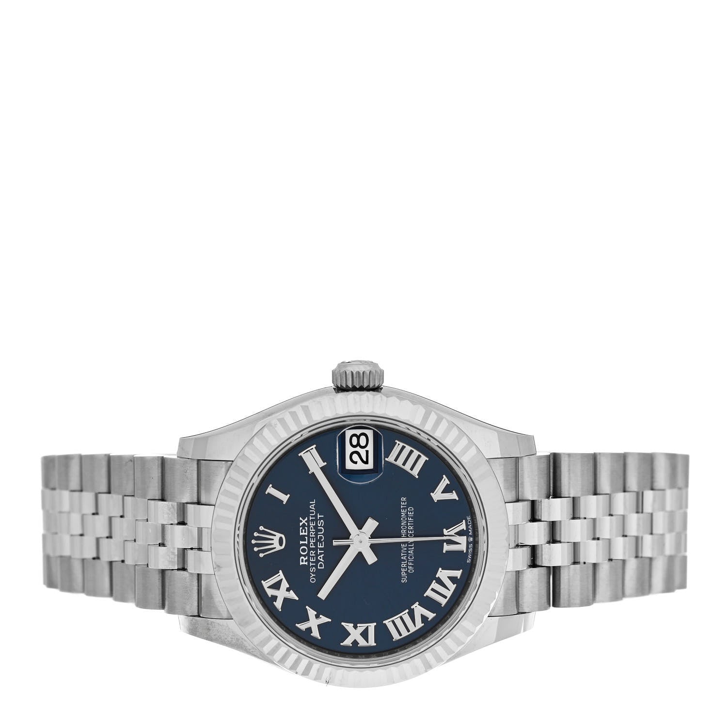 Rolex Stainless Steel 18K White Gold 31mm Oyster Perpetual Datejust Watch Bright Blue Roman 278274 2 of 5