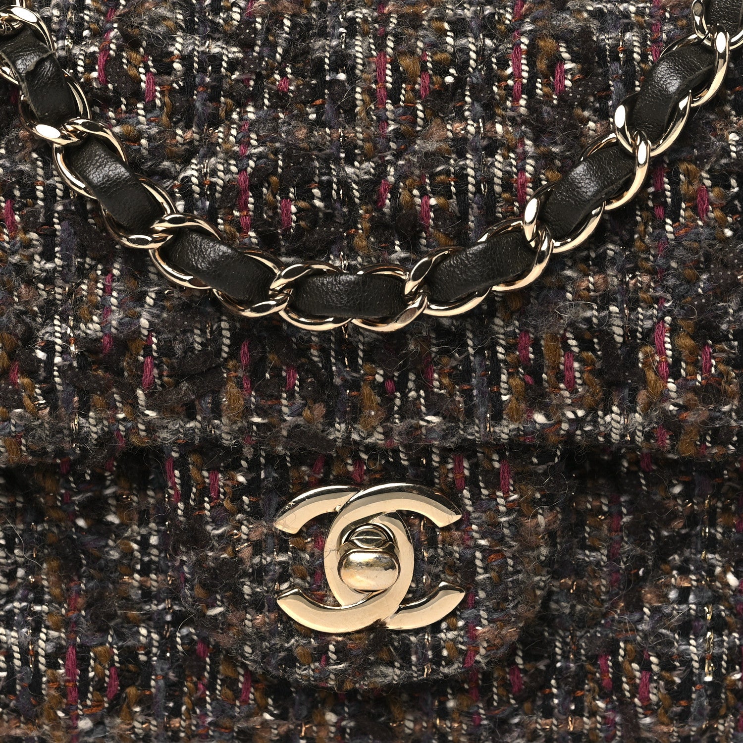 Chanel Tweed Quilted Mini Rectangular Flap Brown 8 of 10