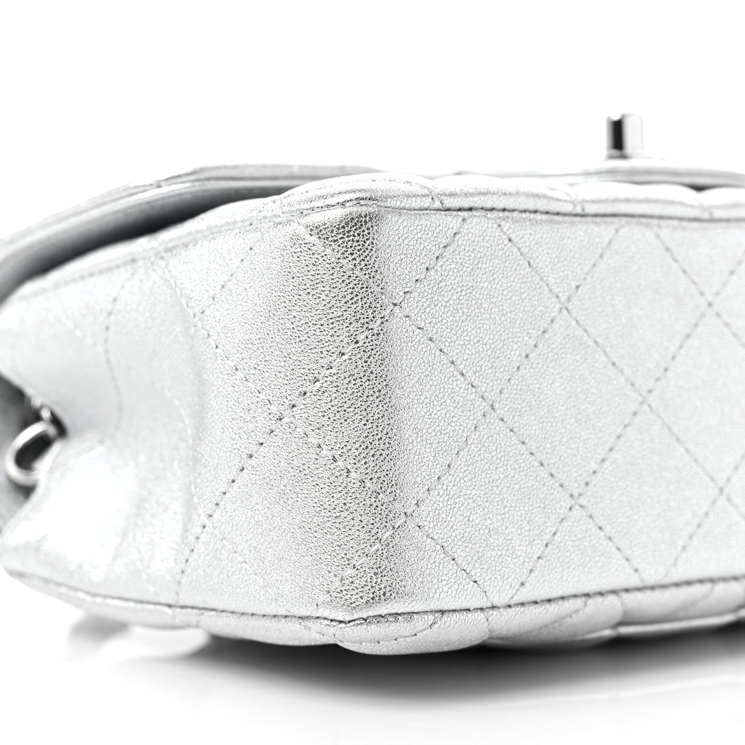Chanel Metallic Lambskin Quilted Mini Rectangular Flap Silver 8 of 9