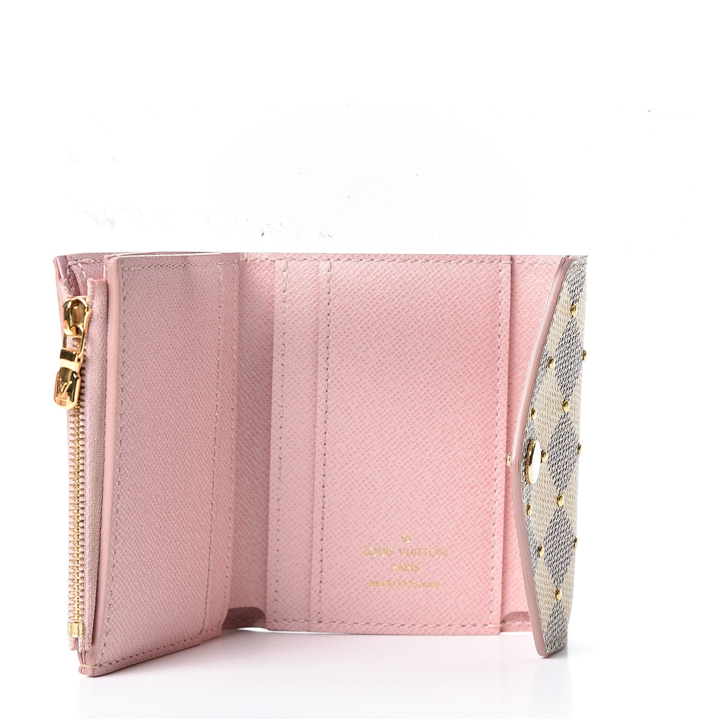 Damier Azur Studded Zoe Wallet Rose Ballerine