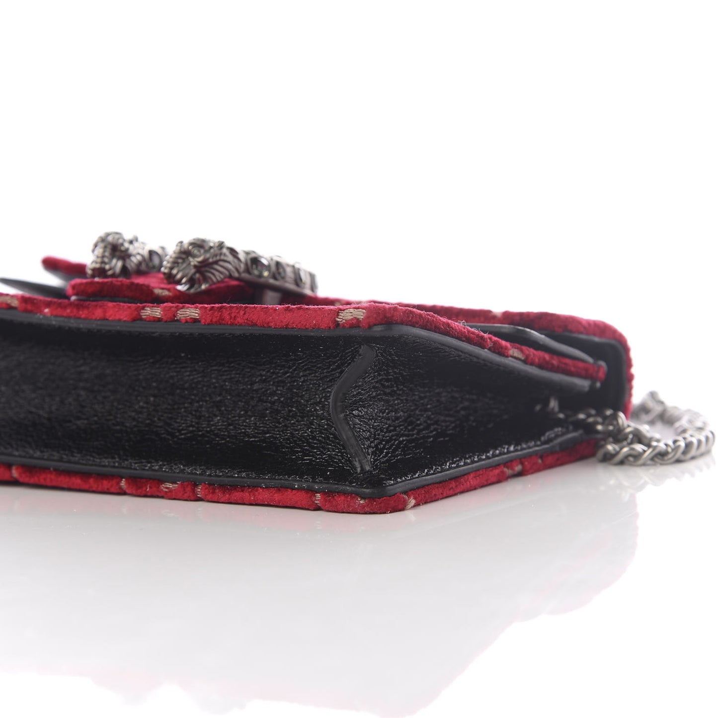 Velvet GG Monogram Super Mini Dionysus Shoulder Bag Red Cipria Black