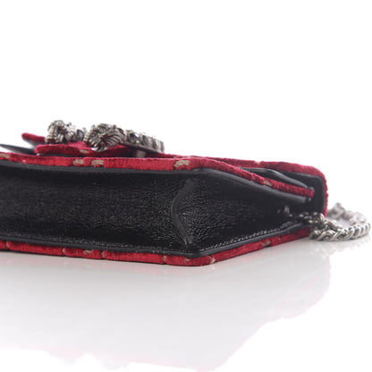 Gucci Velvet GG Monogram Super Mini Dionysus Shoulder Bag Red Cipria Black 8 of 11
