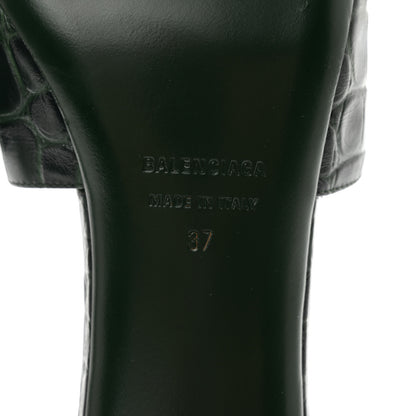 Balenciaga Calfskin Crocodile Embossed Groupie 50mm Sandals 37 Forest Green 5 of 8