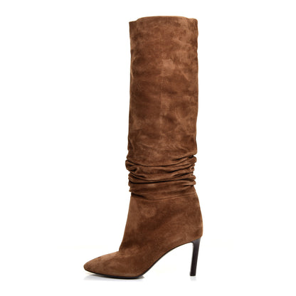 Saint Laurent Suede Mica Knee High Slouchy Boots 36.5 Brown 1 of 6