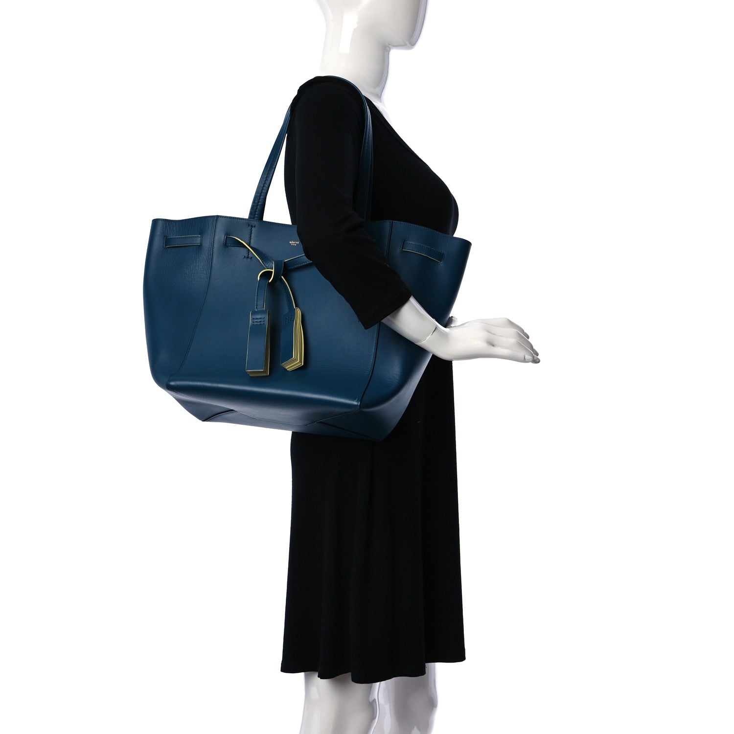 Celine Smooth Calfskin Small Tassel Cabas Phantom Deep Blue 2 of 9