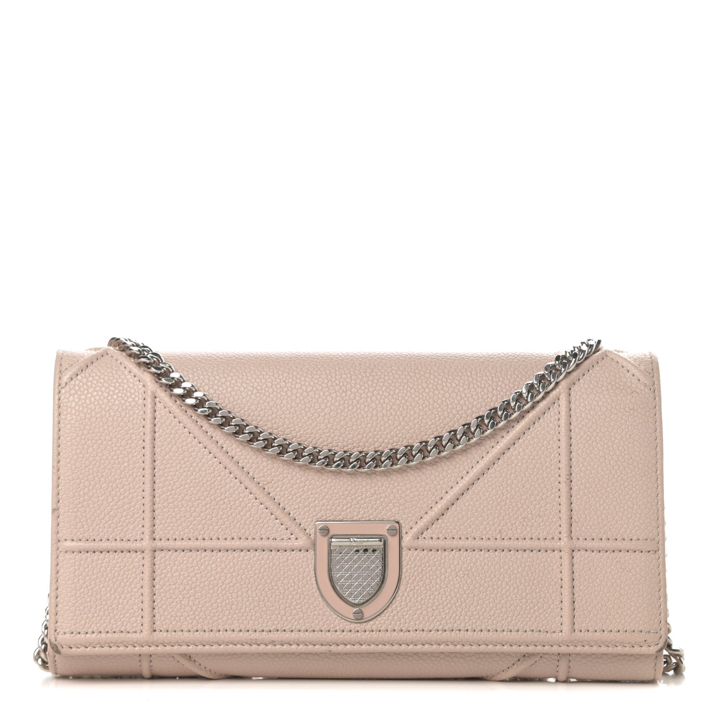 Grained Calfskin Diorama Croisiere Chain Wallet Rose Poudre