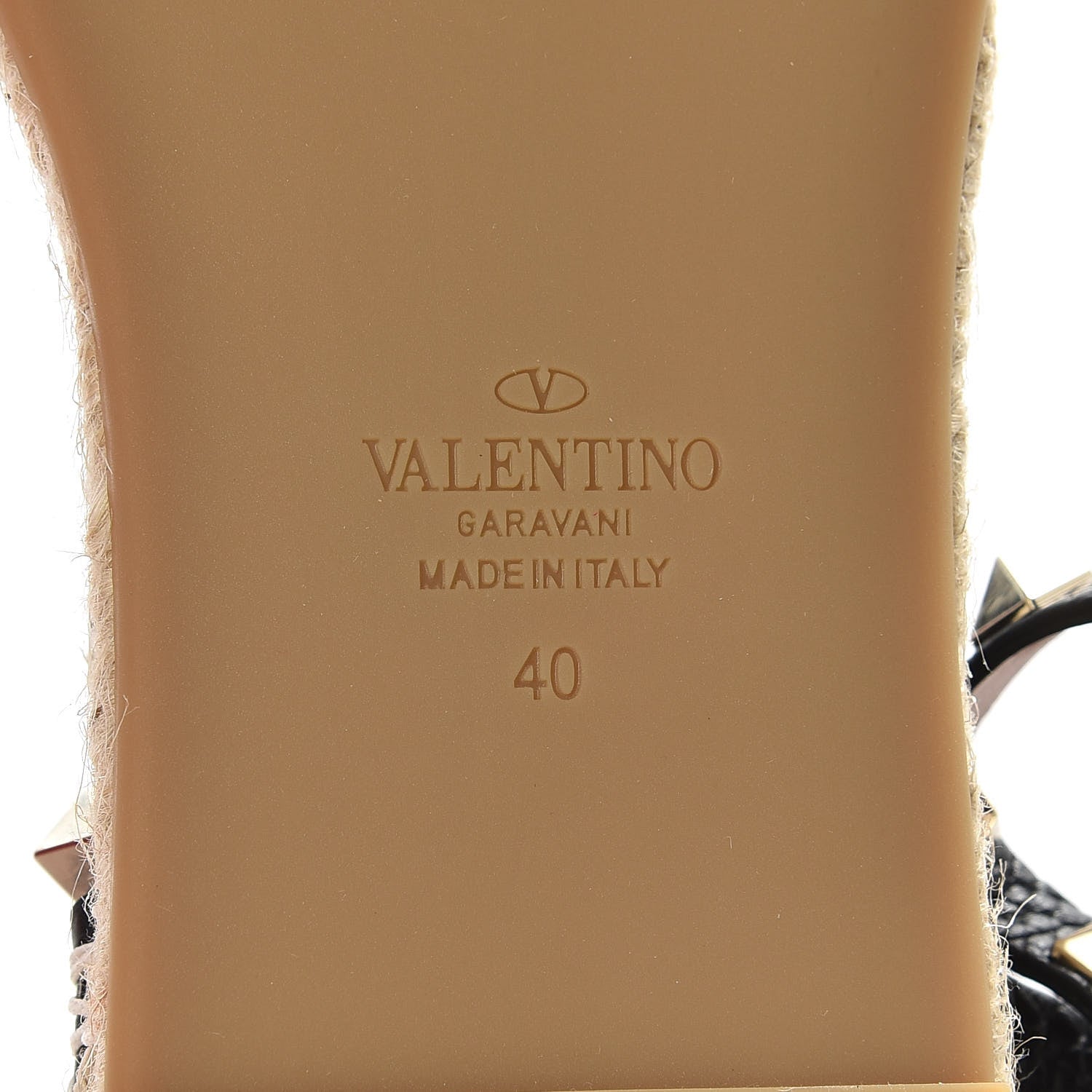 Valentino Garavani Grained Calfskin Rockstud Ankle Strap Espadrille Flat Sandals 40 Black 7 of 10