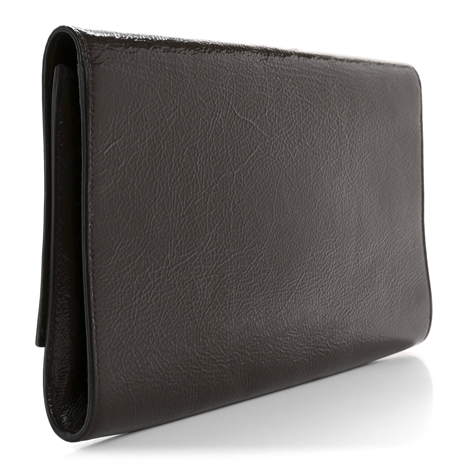 Saint Laurent Textured Patent Calfskin Large Belle De Jour Clutch Dark Brown 3 of 8