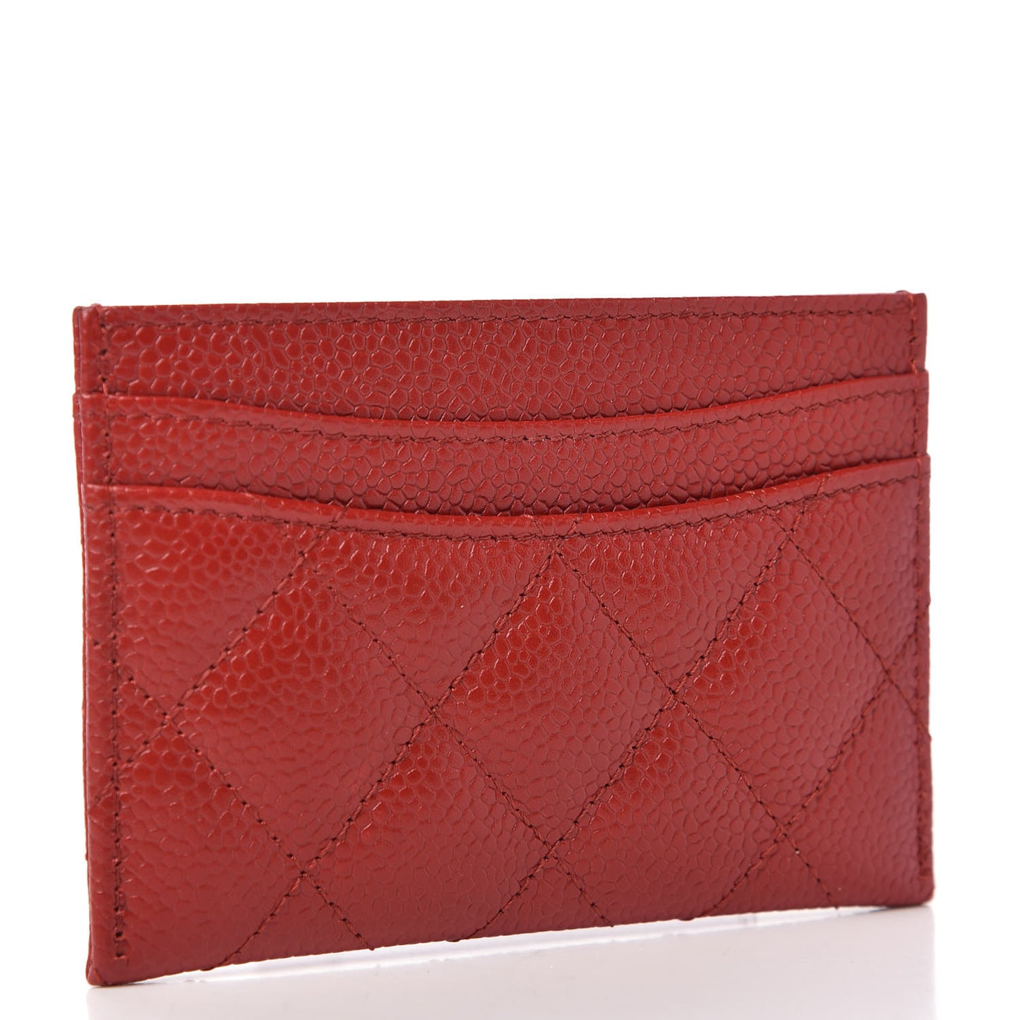 Caviar Quilted Card Holder Red