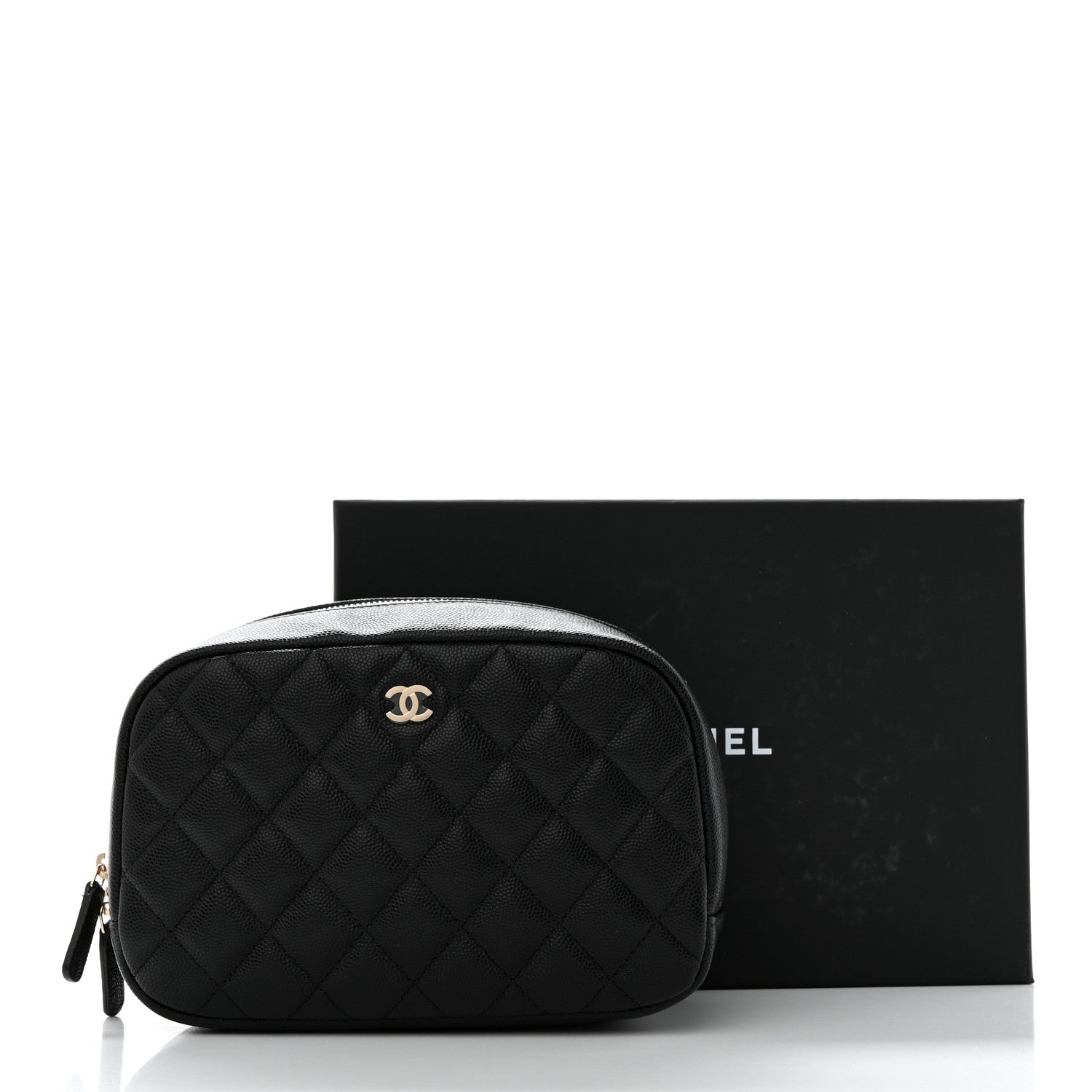 Chanel Caviar Quilted Medium Curvy Pouch Cosmetic Case Black 8 of 8