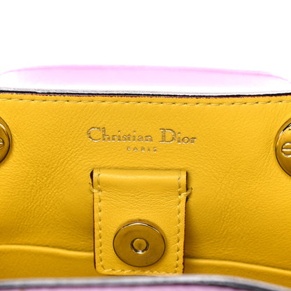Christian Dior Bullcalf Mini Diorissimo Tote Pink Yellow 6 of 12