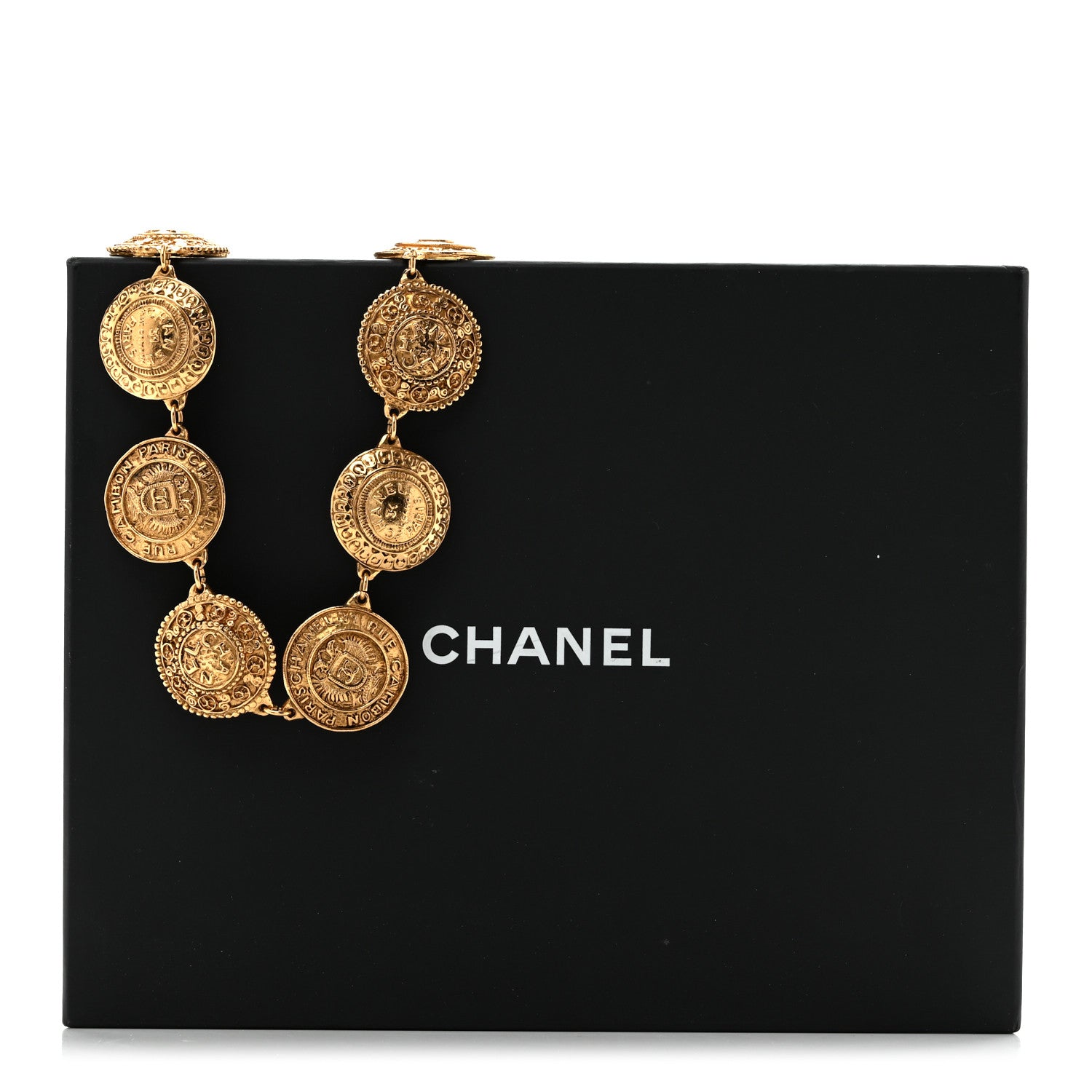 Chanel Metal CC Medallion Necklace Gold 7 of 7