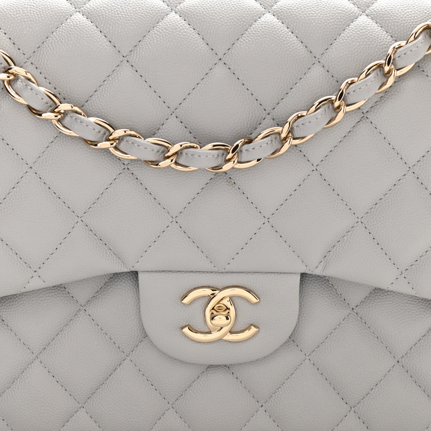 Chanel Caviar Quilted Jumbo Double Flap Grey 8 of 12