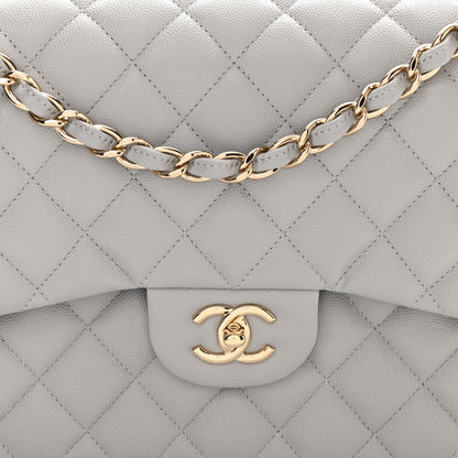 Chanel Caviar Quilted Jumbo Double Flap Grey 8 of 12