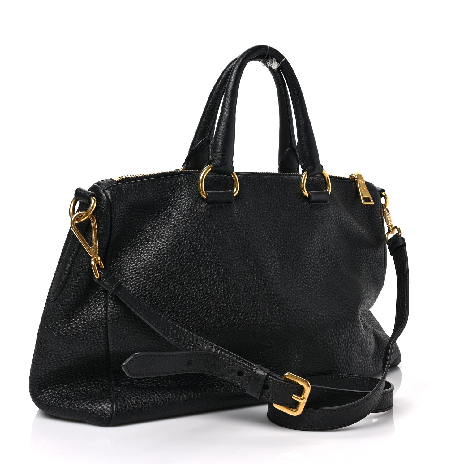 Prada Vitello Daino Top Handle Zip Tote Black 3 of 8